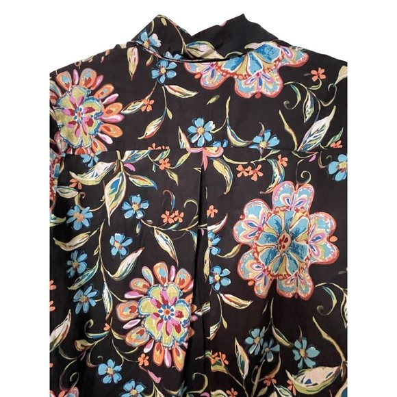 Scott Taylor Womens Top Floral 3/4 Sleeve Button Up Shirt Tropical Colorful - Picture 5 of 11